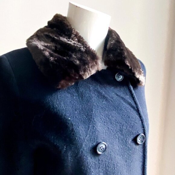 Sisley Black Wool Simple Sleek Black Double Breasted Long Coat 44 - Picture 4 of 7